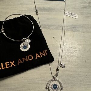 Alex and Ani Silver and Blue Evil Eye Jewelry Set